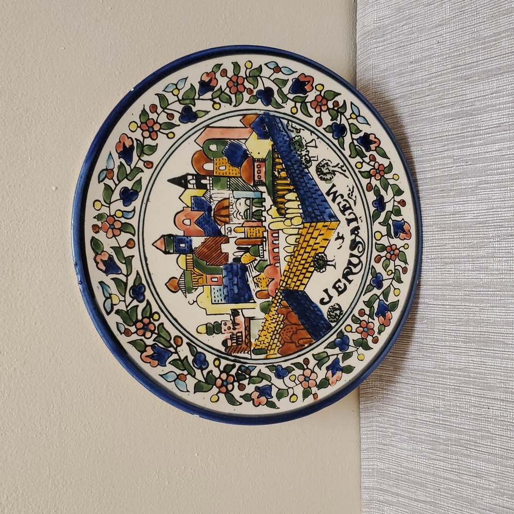 Vintage Hand Painted Jerusalem City Plate